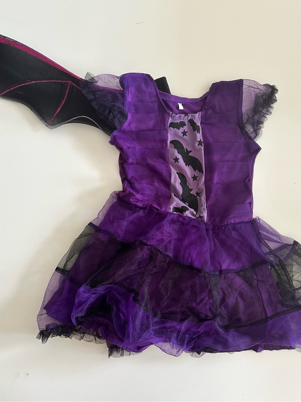 Girls Purple Bat Fairy Halloween Costume Dress with Wings Size 6 7